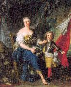 Jean Marc Nattier Mademoiselle de Lambesc as Minerva, Arming her Brother the Comte de Brionne painting